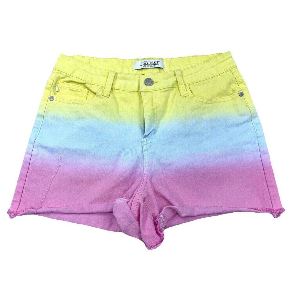 Judy Blue Shorts Women Medium Cut Off Jorts Yellow Pink Blue Ladies 29" Waist